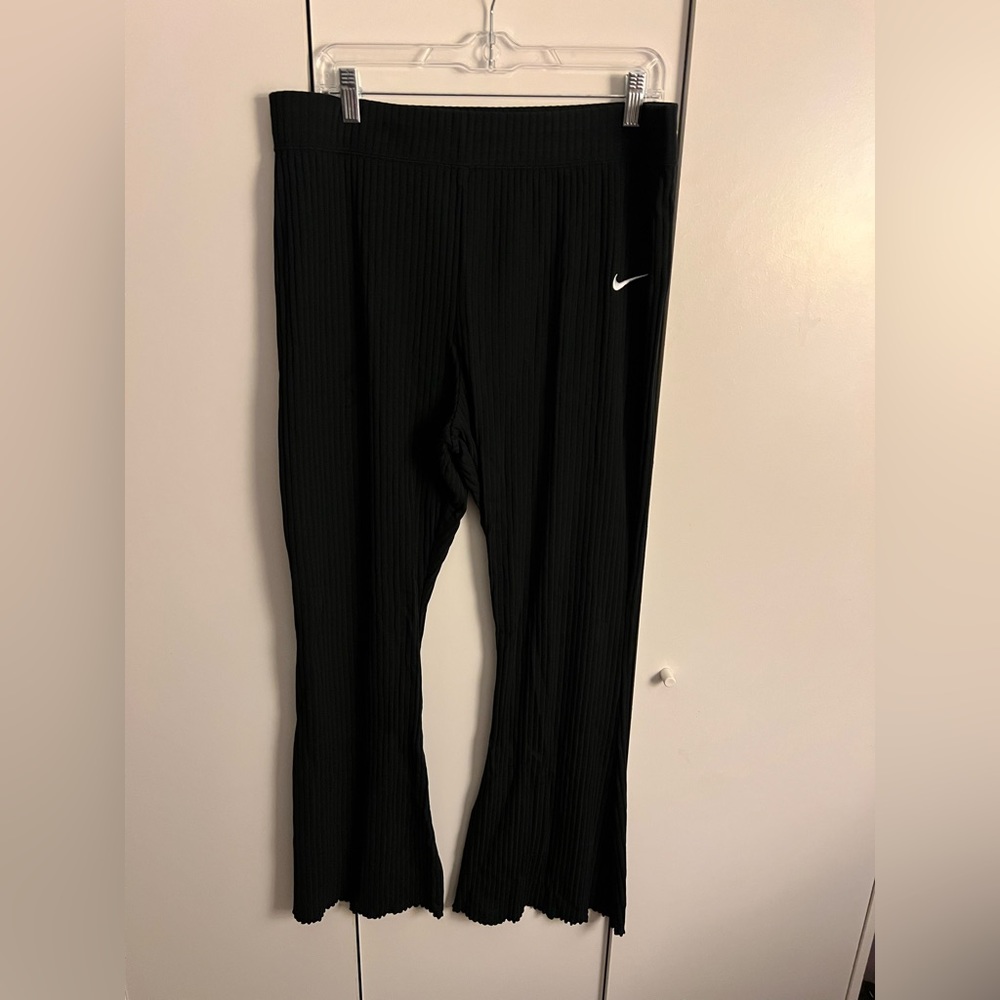 Nike high waisted ribbed flare pants.